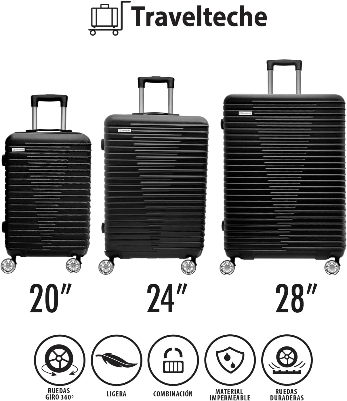 Juego De 3 Maletas Rigidas Para Viaje - 20" 24" 28"